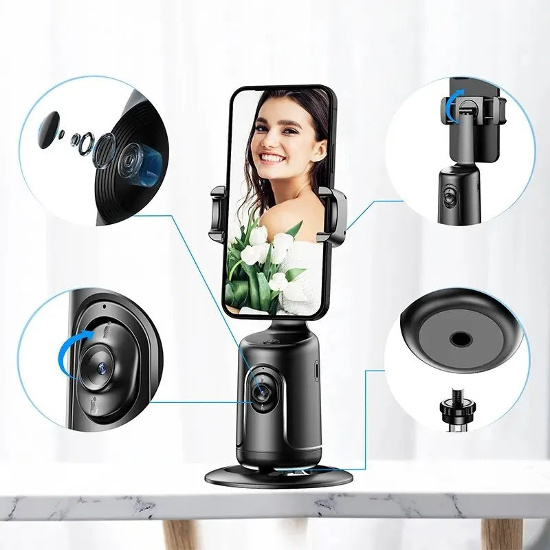 Mack 360 Auto Face Tracking Gimbal AI Smart Gimbal Face Tracking Auto Phone Holder For Smartphone Video Vlog Live Stabilizer Tripod