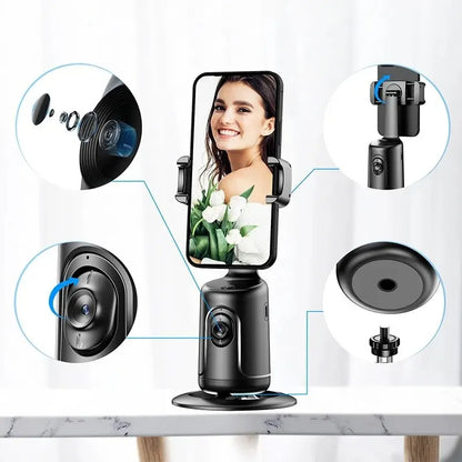 Mack 360 Auto Face Tracking Gimbal AI Smart Gimbal Face Tracking Auto Phone Holder For Smartphone Video Vlog Live Stabilizer Tripod